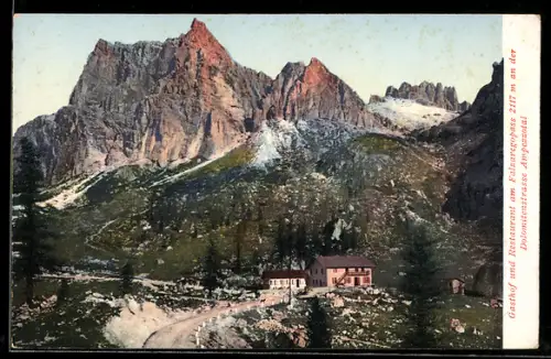 AK Cortina d`Ampezzo, Gasthof-Restaurant am Falzaregopass an der Dolomitenstrasse