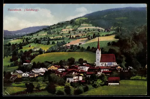 AK Taxenbach, Ortspanorama mit Kirche