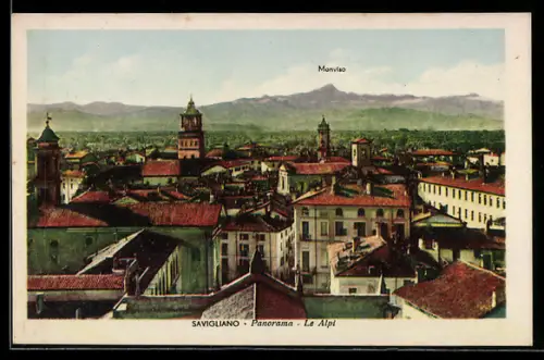 AK Savigliano, Panorama - Le Alpi, Teilansicht mit Blick bis zum Monviso