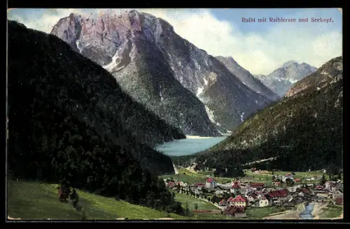 AK Raibl, Panorama mit Raiblersee und Seekopf