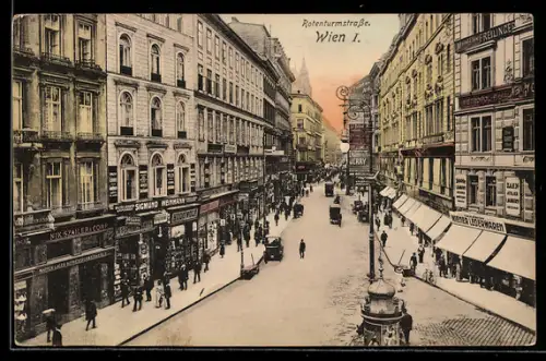 AK Wien, Rotenturmstrasse mit Geschäften
