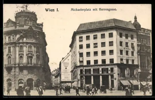 AK Wien, Michaelerplatz mit Herrengasse