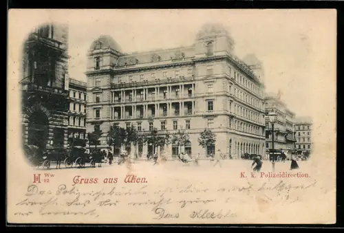 AK Wien, K. k. Pollizeidirection und Kutschen