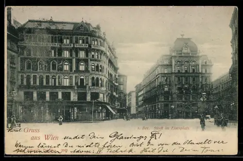 AK Wien, Stock im Eisenplatz, Gruss aus Wien