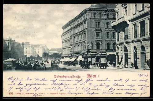 AK Wien, Babenbergerstrasse mit Geschäften