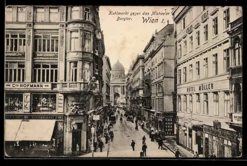 AK Wien I, Kohlmarkt gegen das Michaeler Burgtor