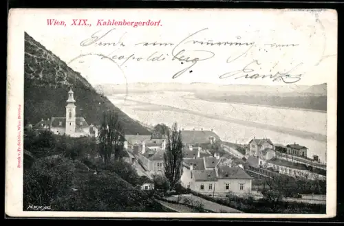AK Kahlenbergerdorf, Teilansicht mit Ufer