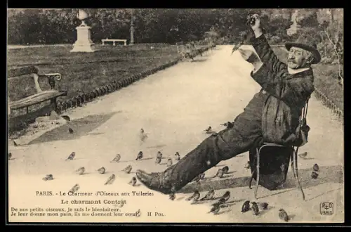 AK Paris, Le Charmeur d`Oiseaux aux Tuileries