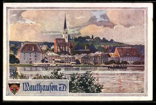 Künstler-AK Deutscher Schulverein Nr. 441: Mauthausen a. D., Blick zum Ort