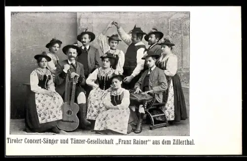 AK Konzert - Sänger und Tänzer-Gesellschaft Franz Rainer in volkstypischen Trachten aus Tirol