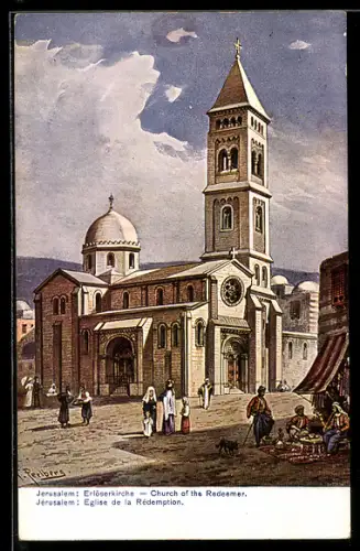 Künstler-AK Friedrich Perlberg: Jerusalem, Blick auf die Erlöserkirche
