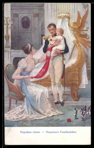 AK Napoleon mit seiner Frau und Kind im Arm