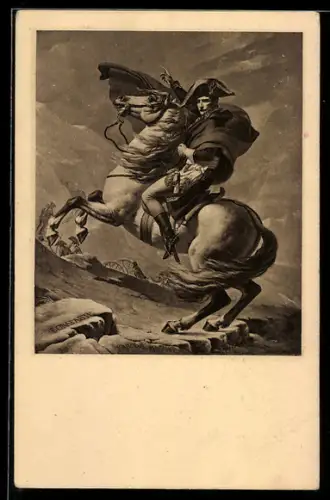 AK Napoleon auf seinem Pferd bereit für den Kampf