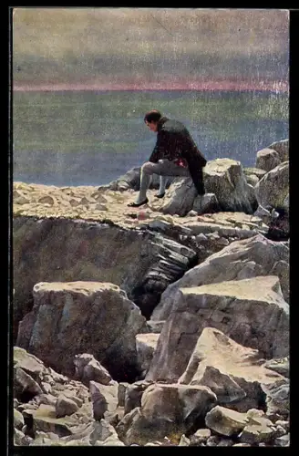 AK Napoleon in Gedanken auf St.Helena