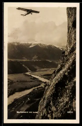 AK Martinswand, Blick in das Inntal mit Flugzeug