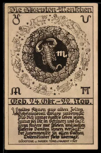 AK Die Skorpion-Menschen, Astrologie, Sternzeichen, Horoskop