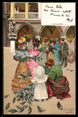 Künstler-AK Venezia, I Colombi