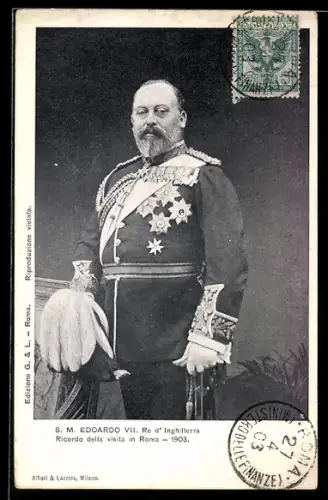 AK Rom, König Edward VII. von England in Uniform mit Paradehelm 1903