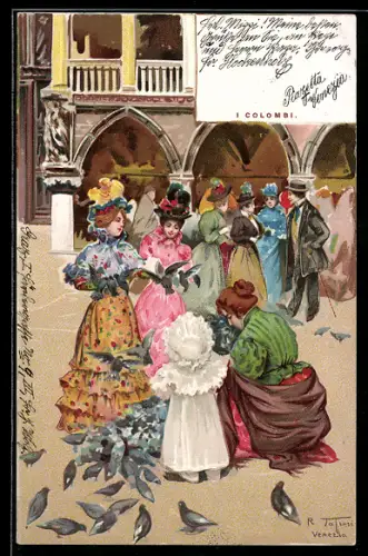 Künstler-AK Venezia, I Colombi