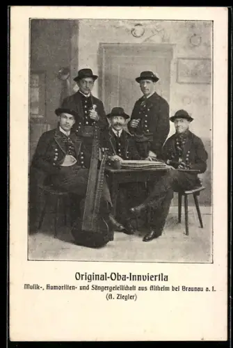 AK Altenheim bei Braunau, Trachtenkapelle Original-Oba-Innviertla von A. Ziegler mit Instrumenten