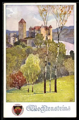 AK Deutscher Schulverein NR: 296, Liechtenstein, Blick zur Festung