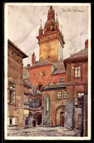 Künstler-AK Brünn-Brno, Radnicni dvur, das Rathaus, von J. Setelik