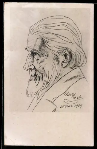 Künstler-AK Seitenportrait von Wilhelm Raabe