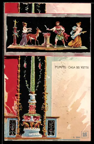 Künstler-AK Pompei, Casa dei Vettii, Leute mit Reh, Säule
