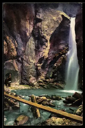 AK Unterach, Wasserfall in der Burggrabenklamm