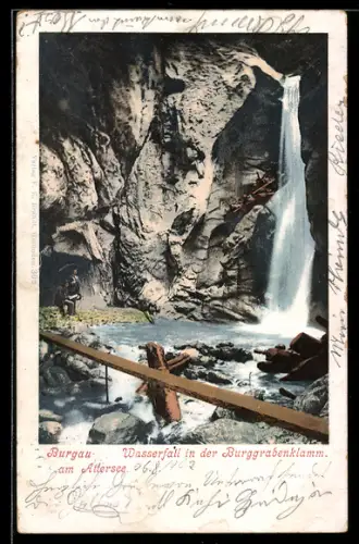 AK Burgau, Wasserfall in der Burggrabenklamm