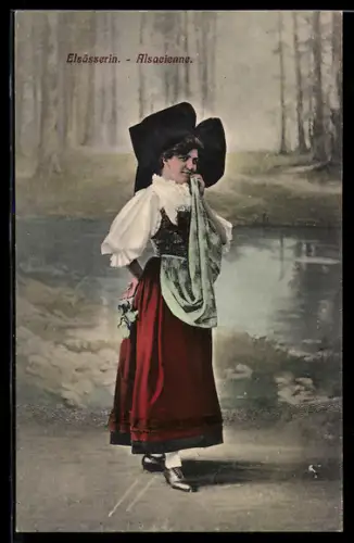 AK Alsacienne, elsass-lothringische Tracht