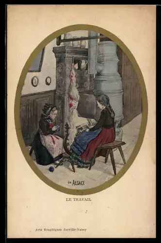 AK Le Travail en Alsace, elsass-lothringische Tracht