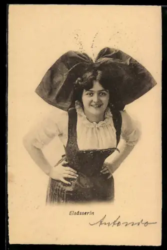 AK Dame in elsass-lothringischer Tracht