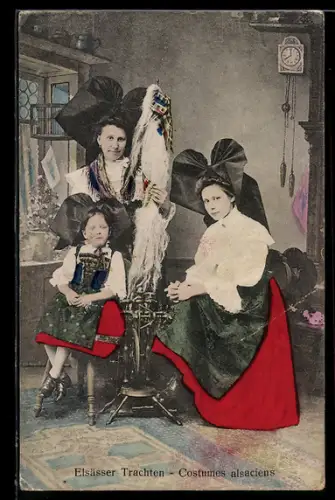 AK Costumes alsaciens, elsass-lothringische Tracht