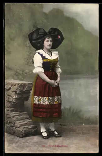 AK Type d`Alsacienne, Elsässerin in Tracht