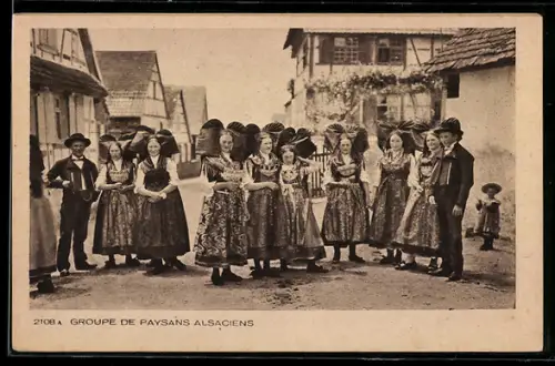 AK Groupe de paysans Alsaciens, elsass-lothringische Tracht