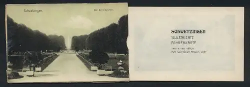 AK Schwetzingen, Schlossgarten, mit illustrierte Führerkarte