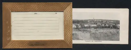 Leporello-AK Volkach a. M., Obere Vorstadt, Oberes Tor, Partie an der Stadtmauer, Mittlere Hauptstrasse, Vogelsburg