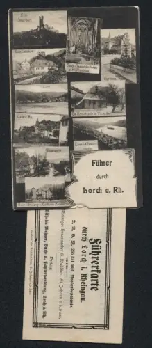 AK Lorch a. Rh., Ruine Sauerburg, Hilgenhaus, Kreuzkapelle im Wispertal, mit Führerkarte durch Lorch im Rheingau