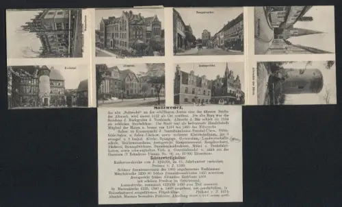 Klapp-AK Salzwedel, Amtsgericht, Alumnat, Neupervertor, Probstei, Marienkirche, Burgturm Albrechts des Bären