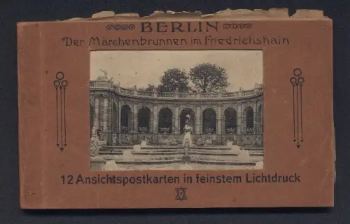12 AK Berlin-Friedrichshain, Lichtdruck, Märchenbrunnen, verschiedene Ansichten mit Besuchern und Statuen
