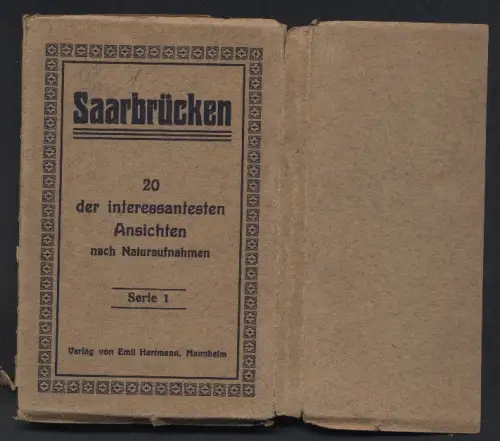 20 AK Saarbrücken, Totalansicht aus der Vogelschau, Hauptbahnhof, Louisenbrücke, Rathaus, Alte Brücke mit Kaiserdenkmal