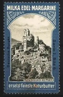 Reklamemarke Milka Edel-Margarine, Burg Sooneck am Rhein