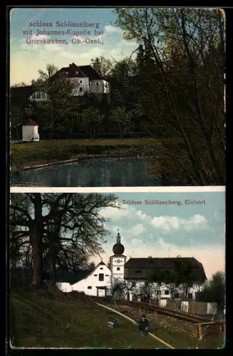 AK Grieskirchen /Ob.-Oest., Schloss Schlüsselburg, Einfahrt zum Schloss
