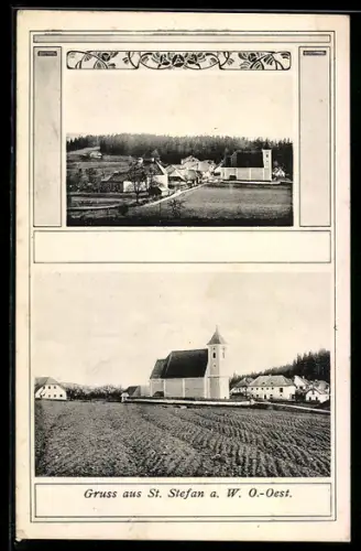 AK St. Stefan a. W., Strassenpartie mit Kirche