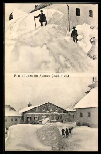 AK Pfarrkirchen, Ortsansicht im Winter