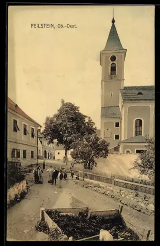 AK Peilstein /Ob.-Oe., Kirche mit Strassenpartie