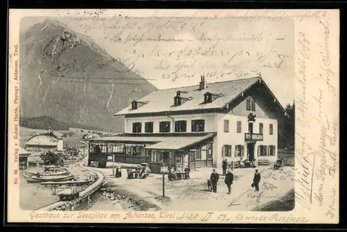 AK Achensee /Tirol, Gasthaus zur Seespitze mit Seeufer