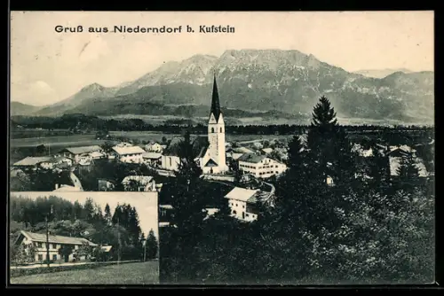 AK Niederndorf, Gesamtansicht des Ortes, Gebäudeansicht