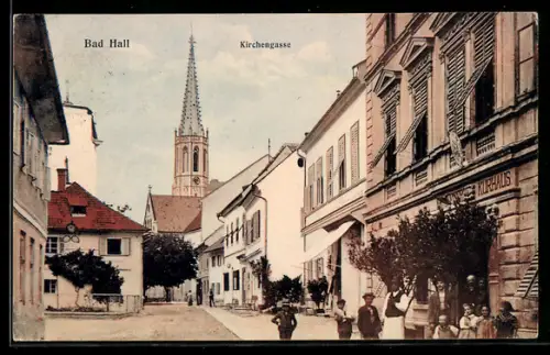 AK Bad Hall, Blick in die Kirchengasse mit Kurhaus